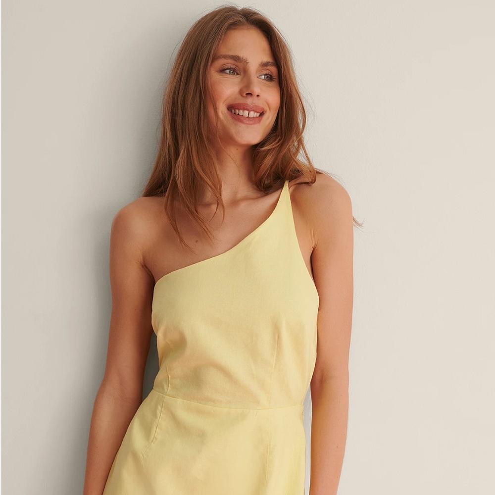 NA-KD Linen Yellow Mini Dress | Size 36 (US - Small) - Picture 16 of 16